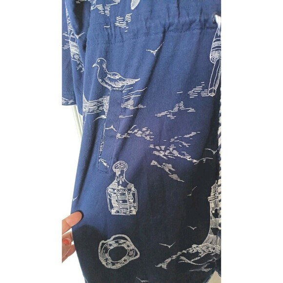 Lands End Dress Cover Up Sz Medium Hooded Drawstring Pockets Full Zip  Nautical - Picture 6 of 10